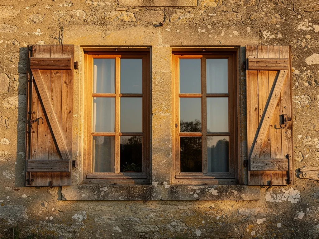 Fenêtres bois double vitrage sur une façade en pierre ancienne